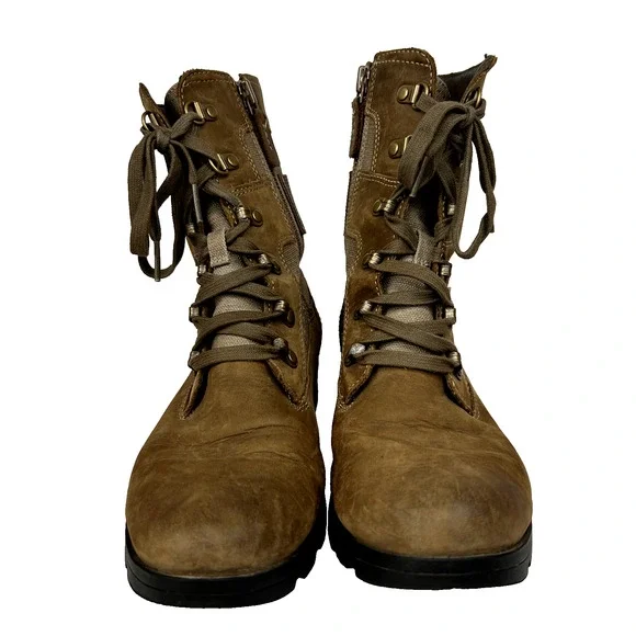 Sorel Emelie Conquest Boots Womens 7.5 Brown Combat Leather Utility Gorpcore - Picture 2 of 9
